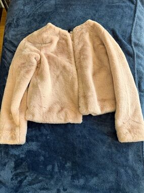 H&M Blush Cream Faux Fur Jacket
